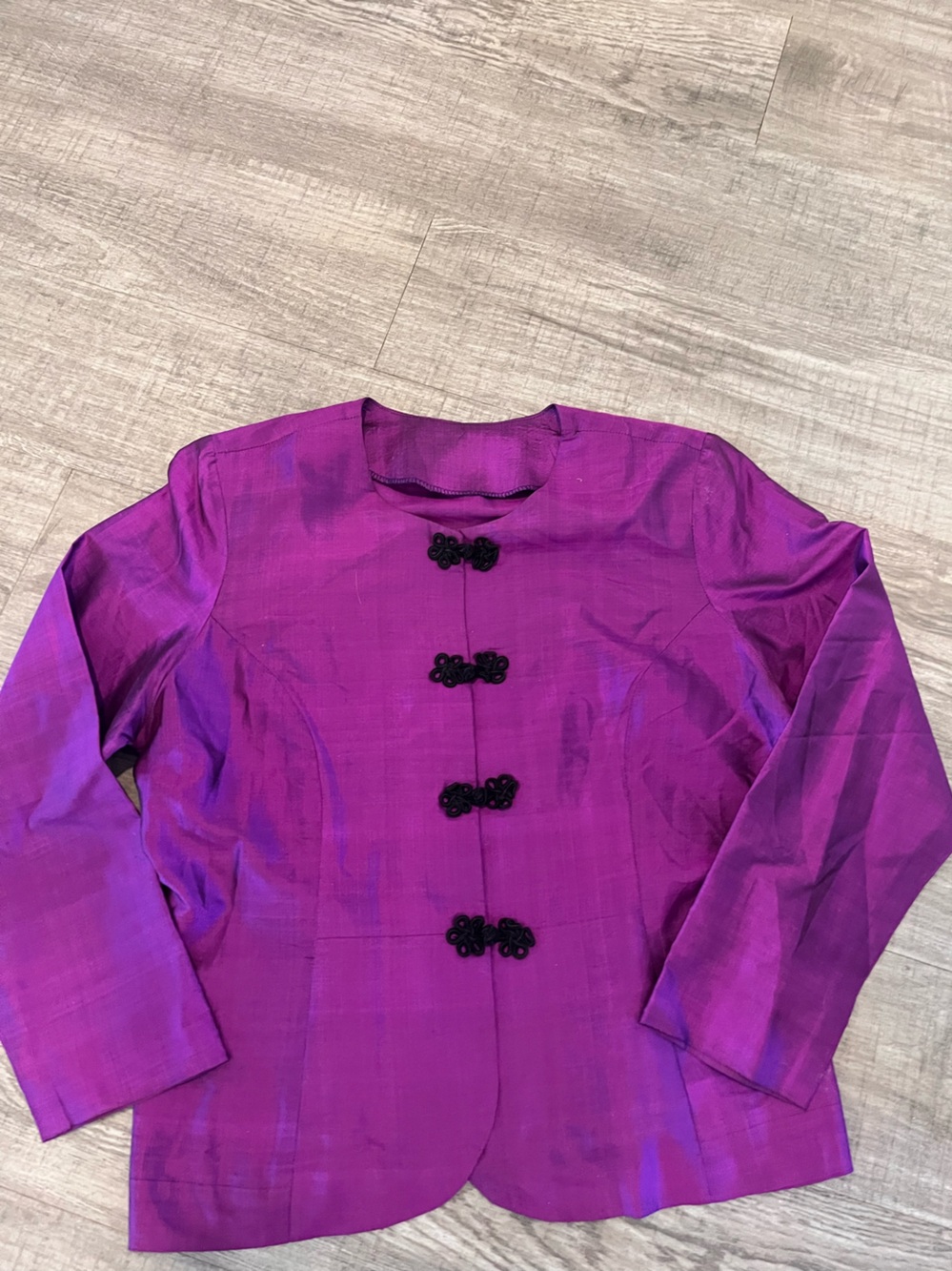 Womenโs Purple Silk Mandarin Jacket - Unbranded